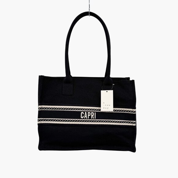 NEW A New Day CAPRI Destination Tote Handbag in Black - Picture 1 of 7